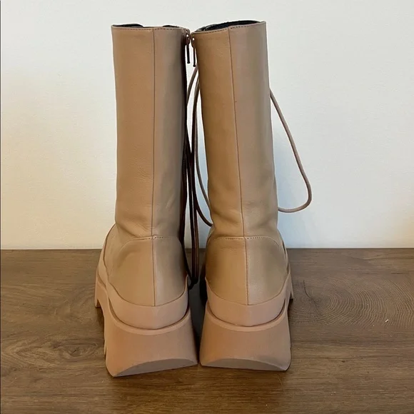 Free People Cairo Tan Leather Platform Lug Sole Boots EU 40 US 9.5-10
